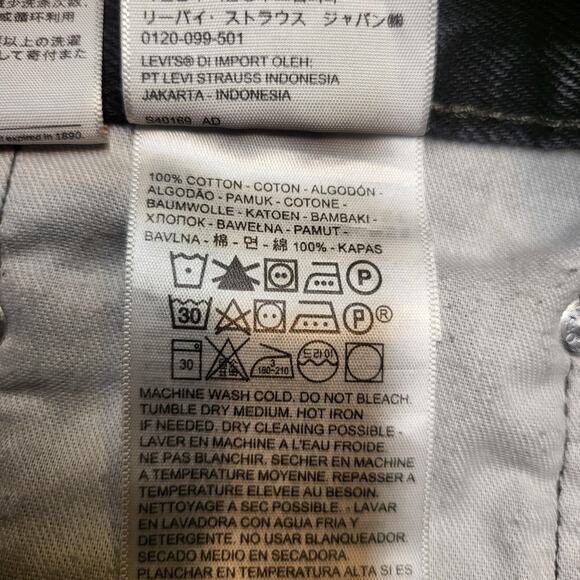 Levis 505 Jeans Mens 34x31 Black Denim Straight Leg Zip Fly Classic 5 Pocket - Picture 4 of 12